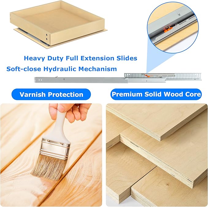 WelFurGeer Heavy-Duty Plywood Pull-Out Cabinet Drawers, Smooth Slide-Out Shelves - Image 5