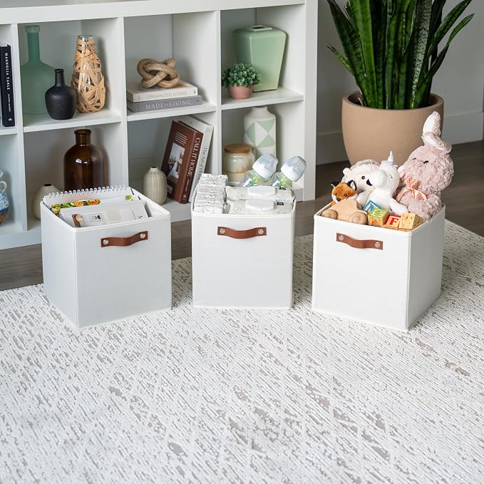 OrganiHaus 11x11 Fabric Cubes Storage Bins Set of 4, Foldable Collapsible - Image 4