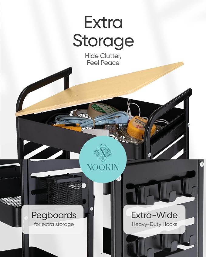 Art Cart with Tabletop & Pegboard - Image 3