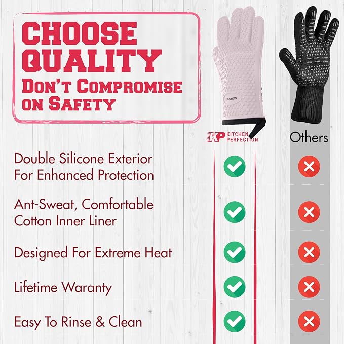 KITCHEN PERFECTION XL Silicone Smoker Oven Gloves - Image 8