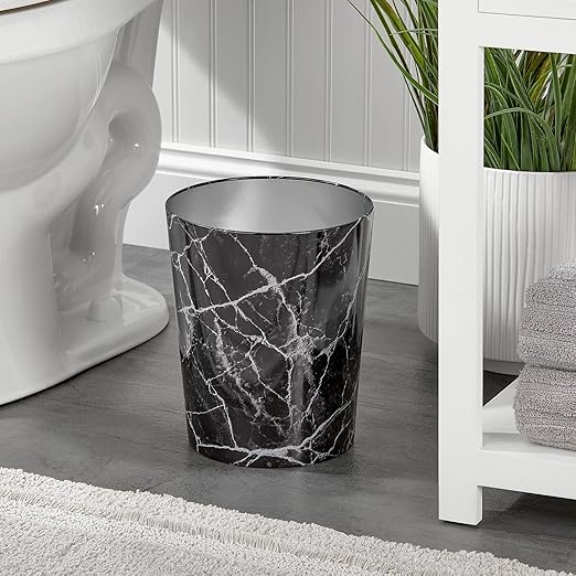 mDesign Round Metal Small 1.7 Gallon Recycle Trash Can Wastebasket, Garbage - Image 2