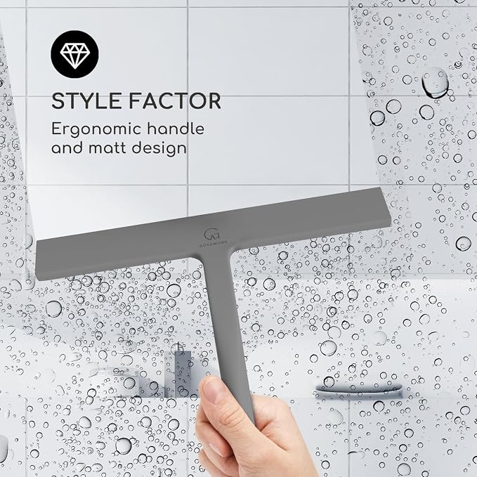 GÜTEWERK Shower Squeegee for Glass Doors, Silicone Window Squeegee, Bathroom - Image 3