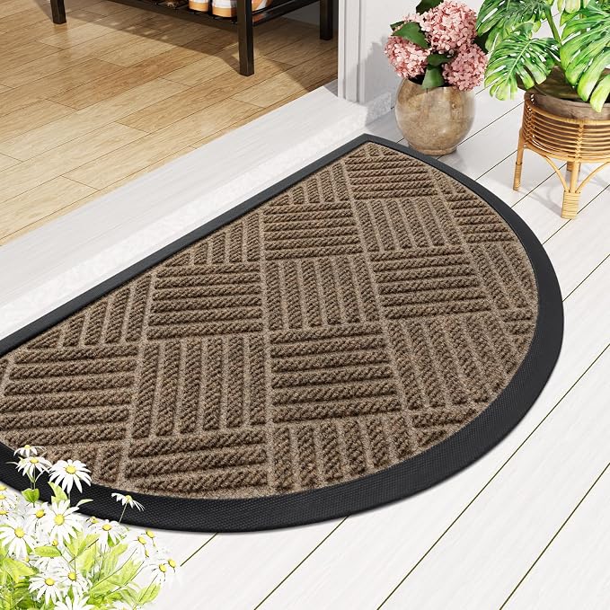 Smiry Half Circle Front Door Mat Outside Entrance, Heavy Duty Outdoor Indoor - Image 8