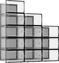 Kuject XX-Large Shoe Storage Boxes Organizers Clear Plastic Stackable 12 Pack by Kuject