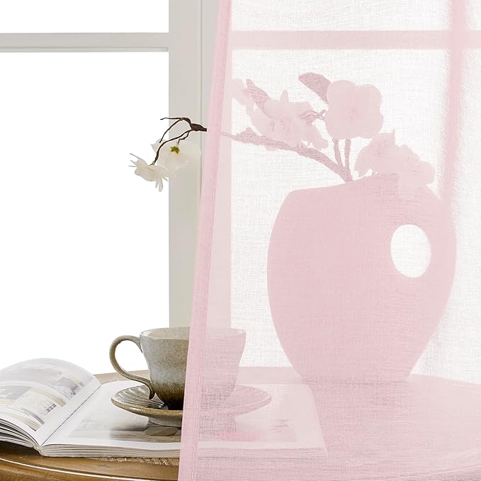 Tollpiz Small Sheer Linen Textured Curtain Sheers Doorway Light Filtering Voile - Image 9