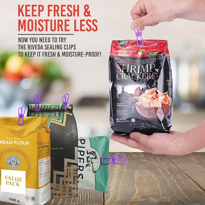30 Pack Purple Chip Bag Clips for Food - Image 3