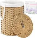 Laundry Hamper with Lid Laundry Basket with Lid 19.0 Gal Round Wicker Laundry by SETVSON