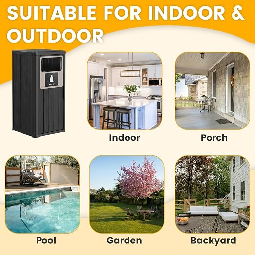 22 Gallon Outdoor Trash Can Waterproof Resin Patio Garbage Can - Image 4