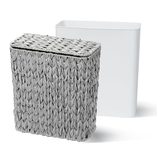3 Gallon Wicker Trash Can, Waterproof Slim Waste Basket - Image 7