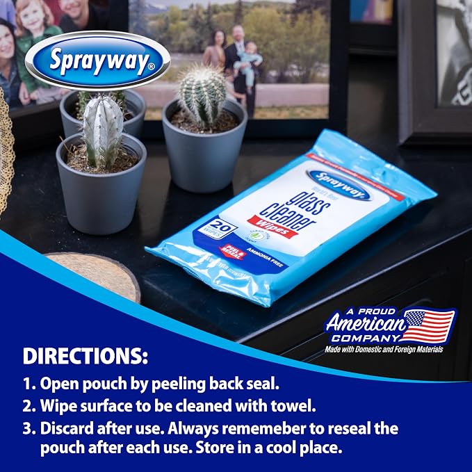 Sprayway Glass Cleaner Wipes, On-the-Go Resealable Package, Pre-Moistened - Image 7