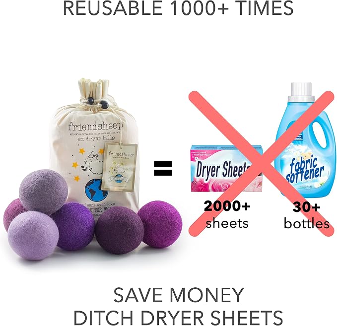 Friendsheep Wool Dryer Balls, Organic Reusable Fabric Softener Alternative - Image 3