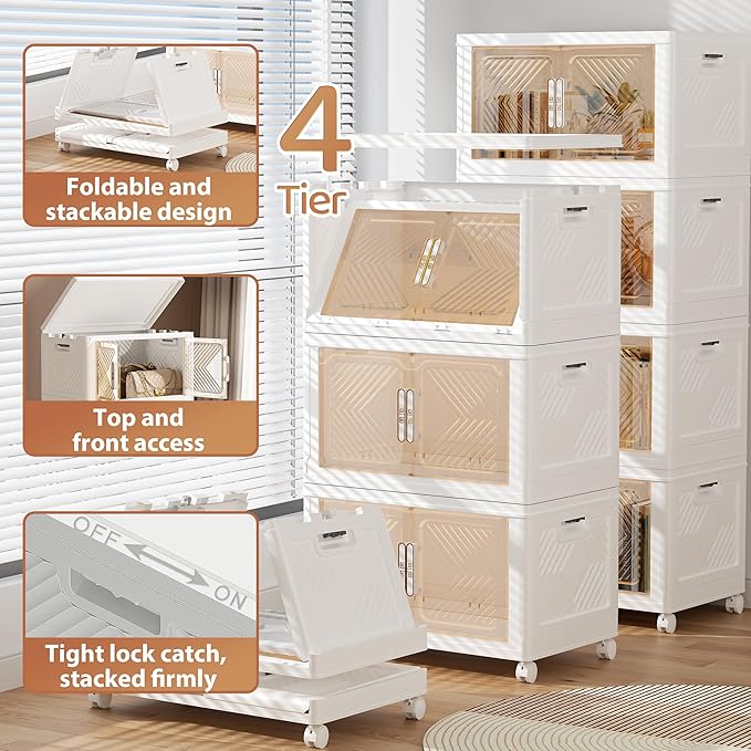 Storage Bins with Lid 76QT, Stackable Storage Containers with Wheels and - Image 5