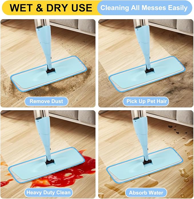 16.5 inch Reusable Mop Pads Microfiber Spray Mop Replacement Heads - Image 6