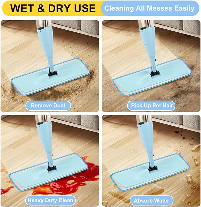 8 Pack 16.5 inch Reusable Mop Pads Microfiber Spray Mop Replacement Heads - Image 6