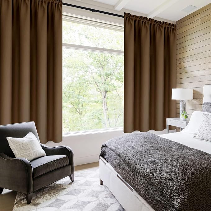 DWCN Brown Blackout Curtains for Bedroom – Rod Pocket Thermal Insulated Energy - Image 2