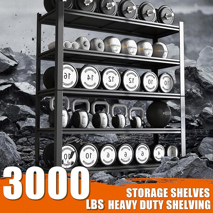 84“H Garage Shelving Heavy Duty Storage Shelves 3000 LBS Adjustable 5 Tier - Image 4