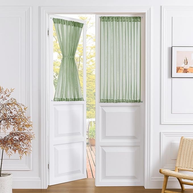Tollpiz Sheer Door Curtains Closet Linen Textured Curtain Sheers Doorway Light by Tollpiz