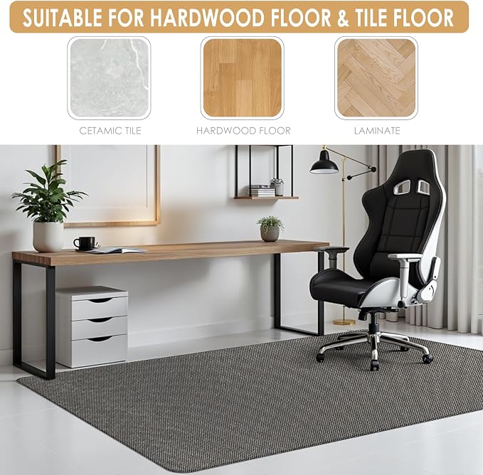 Kuyal Office Chair Mat for Hardwood Floor, Anti Slip, Non-Curve Computer Chair - Image 5