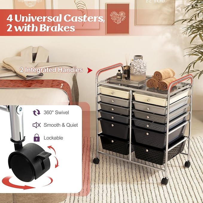 GOFLAME 12-Drawer Rolling Storage Cart, Mobile Utility Cart - Image 5