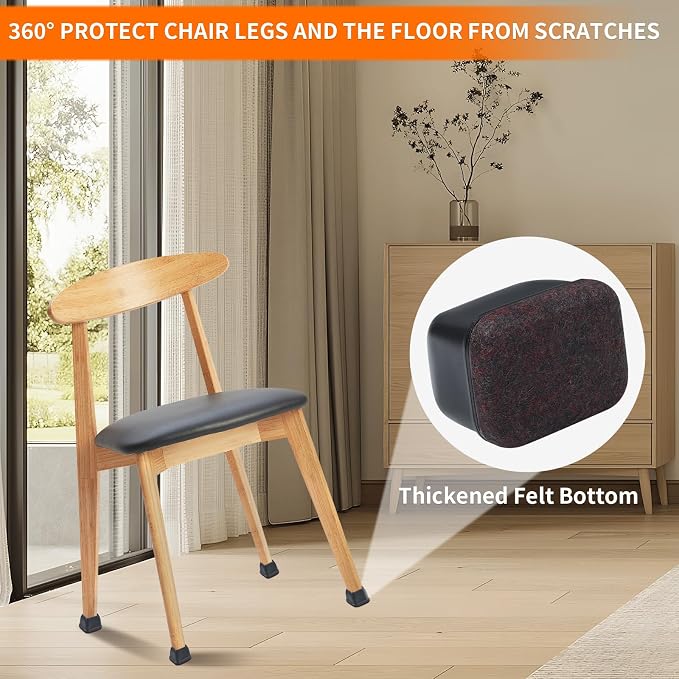 Ezprotekt 8 Pcs Rectangle Black Silicone Chair Leg Floor Protectors - Image 3