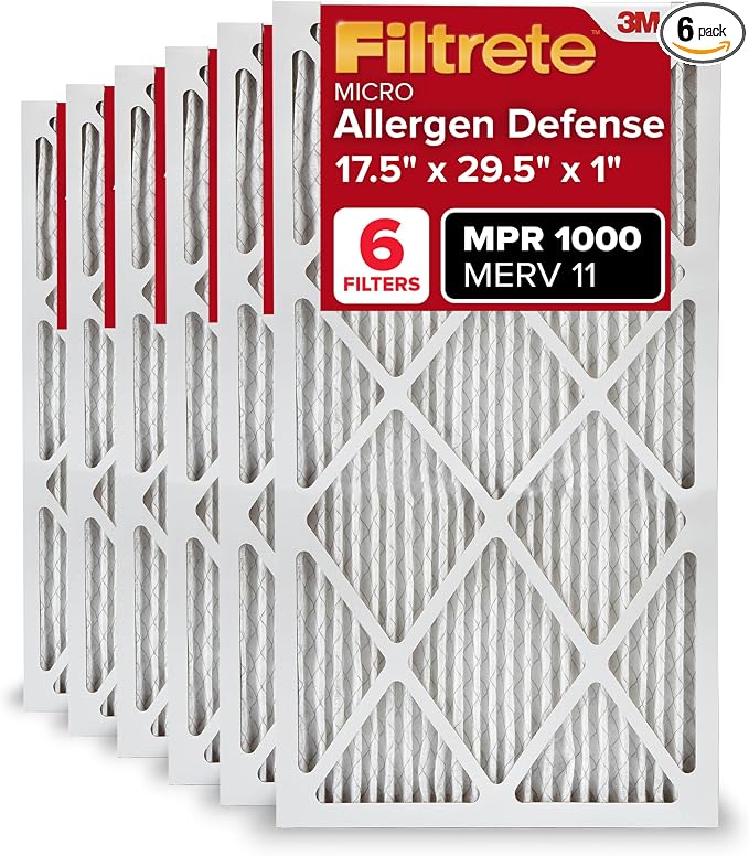 Filtrete 17.5x29.5x1 AC Furnace Air Filter, MERV 11, MPR 1000, Micro Allergen by Filtrete