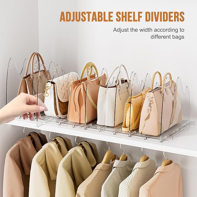 Bag & Purse Organizer for Closet, 2 Pack Adjustable Clear Handbag Storage Holder - Image 3