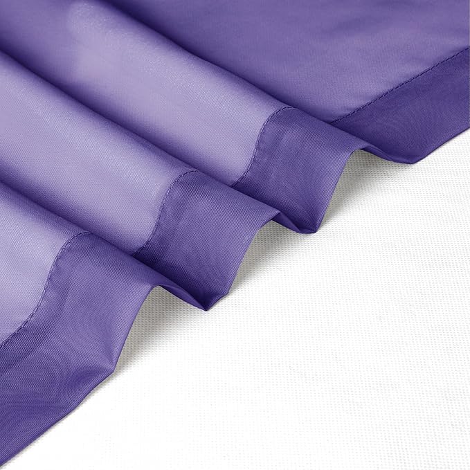 Chyhomenyc Purple Sheer Curtains 54 Inch Long 2 Panels, Light Filtering Rod - Image 7