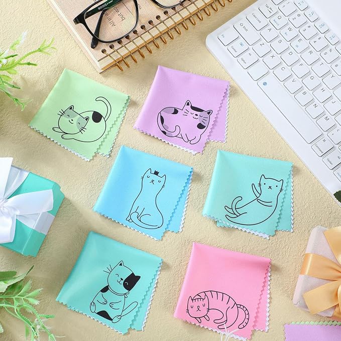 Sinmoe 20 Pcs Microfiber Cleaning Cloth Cute Kitty Cat Design Microfiber Cloth - Image 5