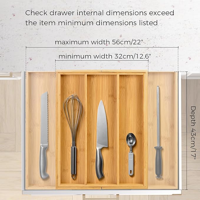 Utoplike Bamboo Expandable Kitchen Drawer Organizer, Adjustable Utensil Holder - Image 4