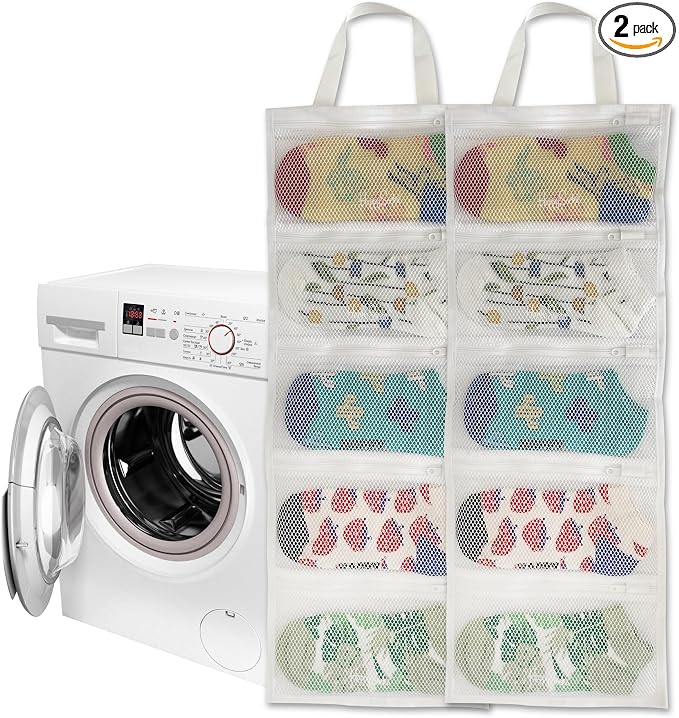 Mesh laundry bags for washing machine, can wash 10 pairs of socks, maintain by Yisiziyo