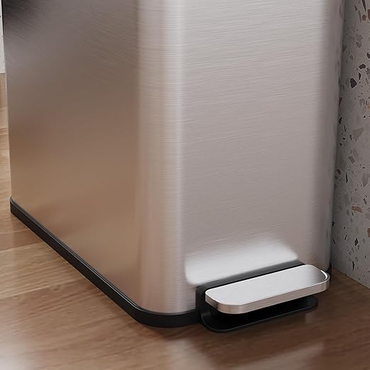 15-Gallon Dual Trash Can, Step-On Pedal Kitchen Trash Bin - Image 7