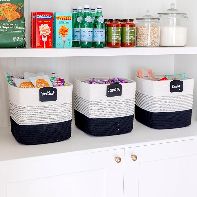 NaturalCozy Storage Cubes 11 Inch Cotton Rope Woven Baskets - Image 4