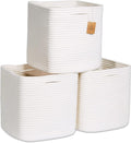 NaturalCozy Storage Cubes 11 Inch Cotton Rope Woven Baskets by NaturalCozy