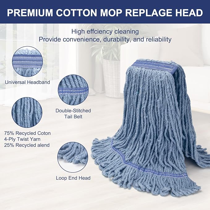 KeFanta 6 Pack Heavy Duty Commercial Mop Head Replacement, Wet Industrial - Image 6