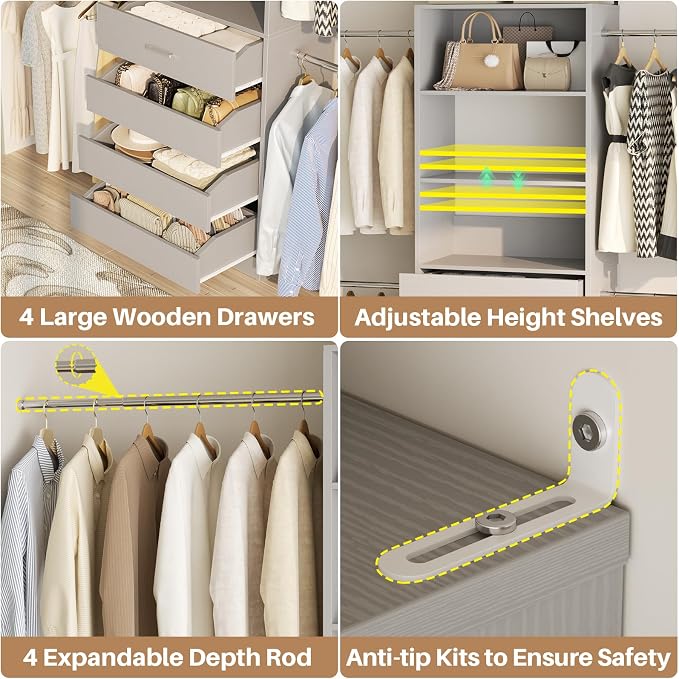 Aheaplus Closet System, 4-9Ft Closet Organizer - Image 3
