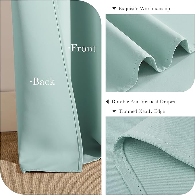 PONY DANCE Aqua Short Blackout Curtains 36 inch Length - Image 5