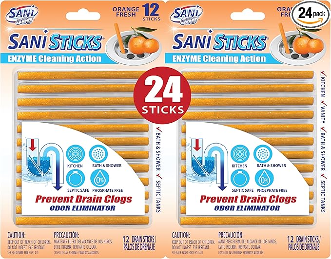 SANI 360° Sani Sticks Drain Cleaner and Deodorizer, Eliminate Odors, Prevent by SANI360%C2%B0
