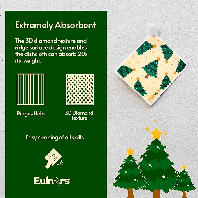 Reusable Paper Towels, Christmas Swedish Dishcloths - Image 6