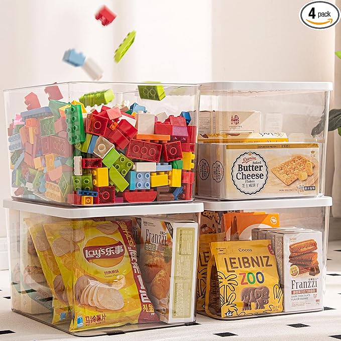 Clear plastic storage bins by GUMEIGODA