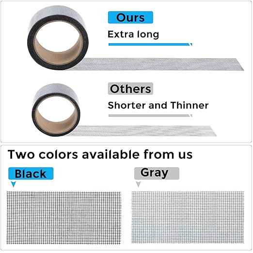 Grey Window Screen Repair Tape, 2IN X 10FT Screen Repair Kit - Image 6