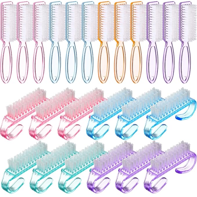 Patelai 24 Pcs Handle Grip Nail Brush Bulk Colorful Nail Scrubber Cleaner by Patelai
