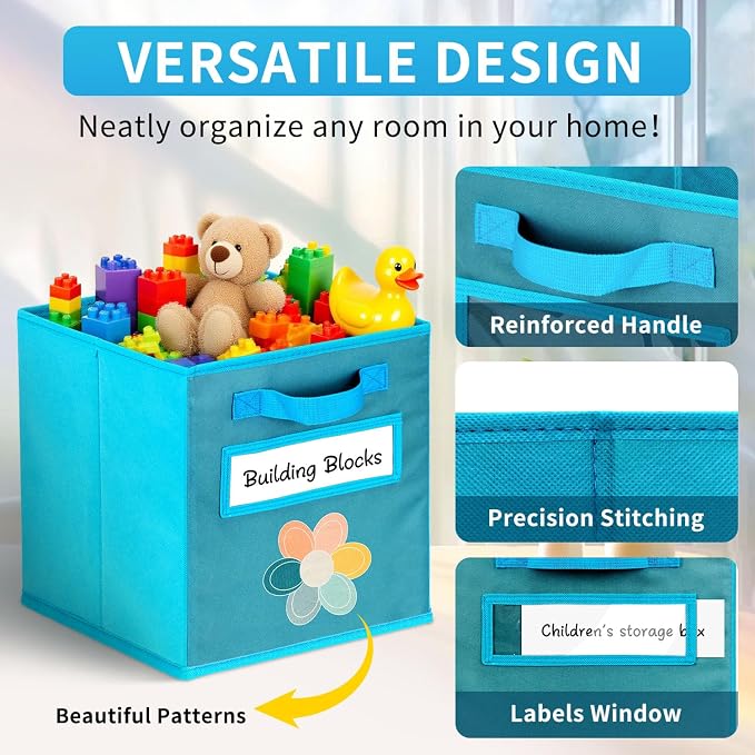 Cube Storage Bins, 6 Pack 11 Inch Fabric Storage Bins - Image 3