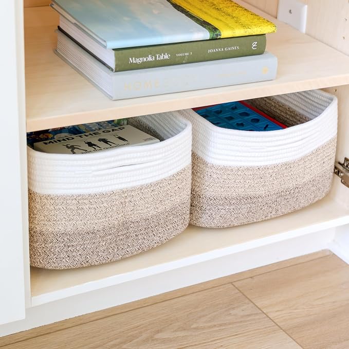 NaturalCozy Storage Baskets 16.8”x13”x7.6” Cotton Rope Woven Baskets - Image 7