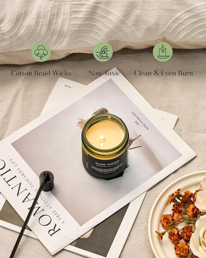 M&SENSE Sage Wood Scented Candle, 7.05oz 50 Hours Long Lasting Clean Non Toxic - Image 5