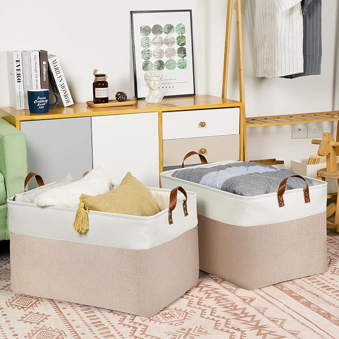 DULLEMELO Extra Large Baskets for Organizing, Foldable Blanket Basket Living - Image 3