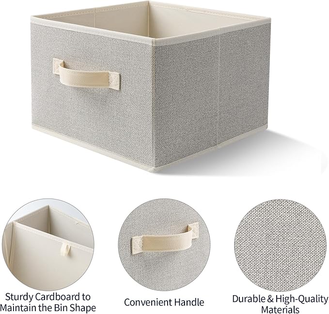 Storage Baskets, 11-Inch Woven Fabric Bins, Storage Cubes - Image 4