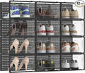12 Pack Large Modular Clear Plastic Stackable Shoe Storage Organizer by FJFEOIYE