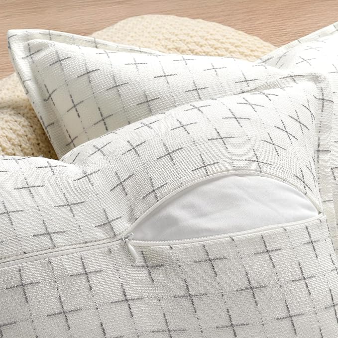 ZWJD Pillow Covers 26x26 Set of 2 Soft Polyester Textured Pillow Covers - Image 3
