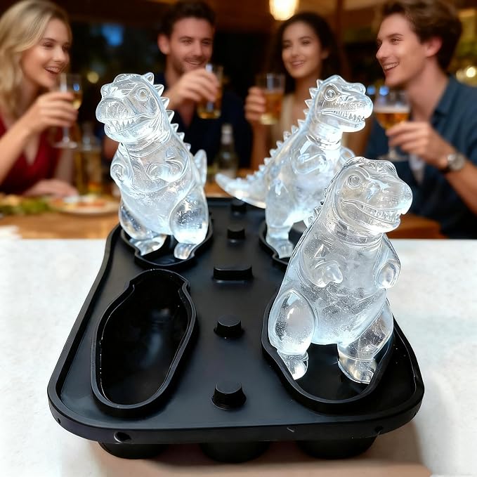7.48inch Newly Upgraded 4-grid 3D Dinosaur Ice Tray and Covered Silicone Ice - Image 8
