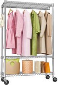 Heavy Duty Rolling Garment Rack 3 Tiers Adjustable Wire Shelving Clothes Rack by MEIGAOPLASTICANDMETALHKCOLIMITED